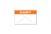 White/Orange DAIRY Label for the 18-6 Labeler comes with security cross cut.